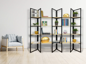 TEO - Freestanding open aluminium and wood bookcase _ STUDIO T